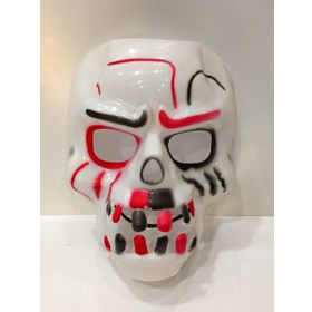 Bisepetim 30x22 cm Beyaz Üzeri Rengarenk Korku Dişli Kafatası Maskesi