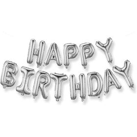 Bisepetim 35 cm Gümüş Happy Birthday Folyo Doğum Günü Balonu