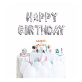 Bisepetim 35 cm Gümüş Happy Birthday Folyo Doğum Günü Balonu