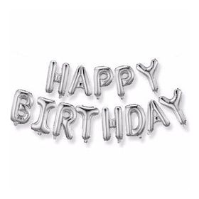 Bisepetim 35 cm Gümüş Happy Birthday Folyo Doğum Günü Balonu