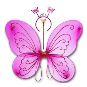 Bisepetim 50x37 cm Fuşya Kelebek Kanadı Tacı Ve Sopası