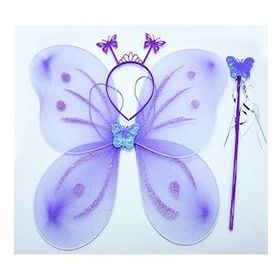 Bisepetim 50x37 cm Lila Kelebek Kanadı Tacı ve Sopası