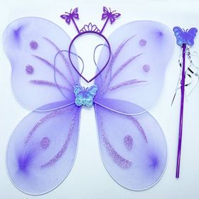 Bisepetim 50x37 cm Lila Kelebek Kanadı Tacı ve Sopası