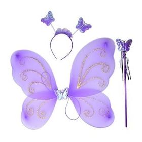 Bisepetim 50x37 cm Lila Kelebek Kanadı Tacı ve Sopası