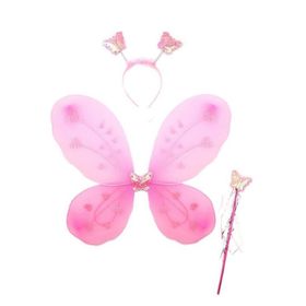 Bisepetim 50x37 cm Toz Pembe Kelebek Kanadı Tacı ve Sopası
