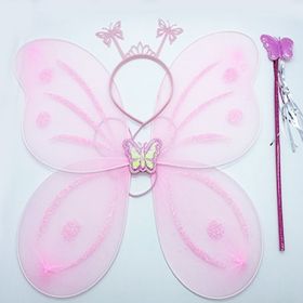 Bisepetim 50x37 cm Toz Pembe Kelebek Kanadı Tacı ve Sopası