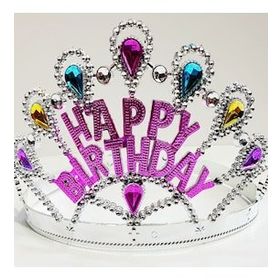 Bisepetim 60 cm Gümüş Happy Birthday Yazılı Doğum Günü Tacı