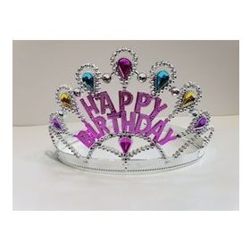 Bisepetim 60 cm Gümüş Happy Birthday Yazılı Doğum Günü Tacı