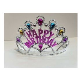 Bisepetim 60 cm Gümüş Happy Birthday Yazılı Doğum Günü Tacı