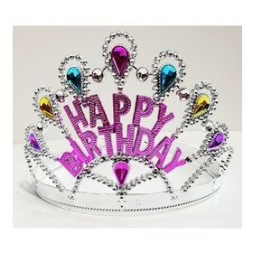 Bisepetim 60 cm Gümüş Happy Birthday Yazılı Doğum Günü Tacı