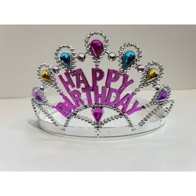 Bisepetim 60 cm Gümüş Happy Birthday Yazılı Doğum Günü Tacı