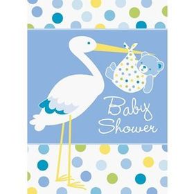 Bisepetim Baby Boy Stork Temalı Mavi Renk 8 Adet Davetiye