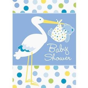 Bisepetim Baby Boy Stork Temalı Mavi Renk 8 Adet Davetiye