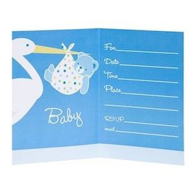 Bisepetim Baby Boy Stork Temalı Mavi Renk 8 Adet Davetiye