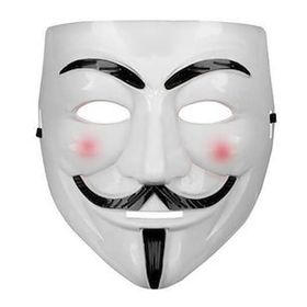 Bisepetim Beyaz Renk Pembe Yanaklı V For Vendetta Maskesi
