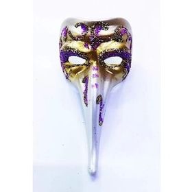 Bisepetim Fuşya İşlemeli Venedik Uzun Maske