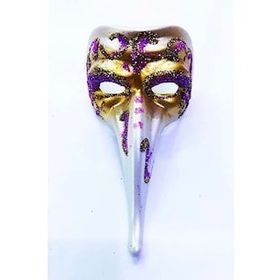 Bisepetim Fuşya İşlemeli Venedik Uzun Maske