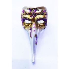 Bisepetim Fuşya İşlemeli Venedik Uzun Maske