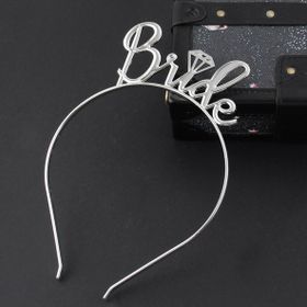 Bisepetim Gümüş Bride Yazılı Metal Gelin Tacı