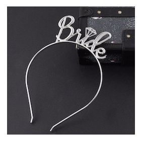Bisepetim Gümüş Bride Yazılı Metal Gelin Tacı
