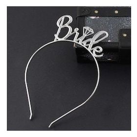 Bisepetim Gümüş Bride Yazılı Metal Gelin Tacı