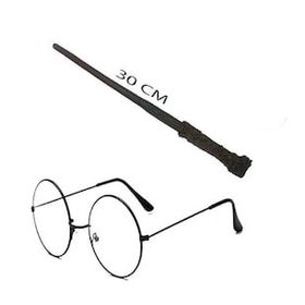 Bisepetim Harry Potter Asası 30 cm ve Siyah Metal Çerçeveli Harry Potter Gözlüğü Seti