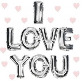 Bisepetim I Love You Folyo Gümüş 35 cm Balon