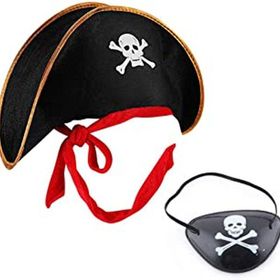 Bisepetim Kaptan Jack Korsan Şapkası ve Göz Bandı Seti