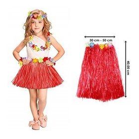 Bisepetim Kırmızı 40 cm Hawaii Hula Eteği