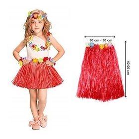 Bisepetim Kırmızı 40 cm Hawaii Hula Eteği