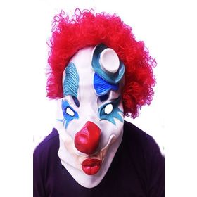 Bisepetim Kırmızı Afro Bonus Peruklu Palyaço Lateks Et Maske