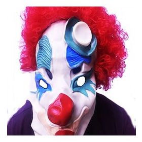 Bisepetim Kırmızı Afro Bonus Peruklu Palyaço Lateks Et Maske
