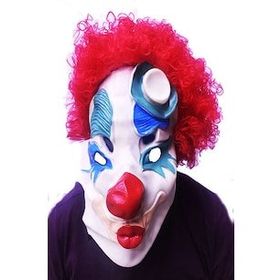 Bisepetim Kırmızı Afro Bonus Peruklu Palyaço Lateks Et Maske