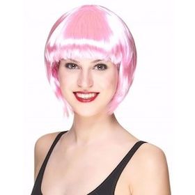 Bisepetim Küt Saç Soft Pembe Renk Parti Peruğu