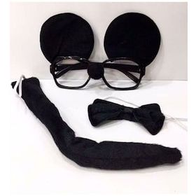 Bisepetim Mickey Mouse Gözlüğü Papyonu Kuyruğu 3'lü Seti