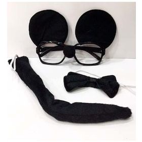 Bisepetim Mickey Mouse Gözlüğü Papyonu Kuyruğu 3'lü Seti