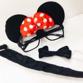 Bisepetim Minnie Mouse Gözlüğü Papyonu Kuyruğu Seti