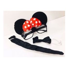 Bisepetim Minnie Mouse Gözlüğü Papyonu Kuyruğu Seti