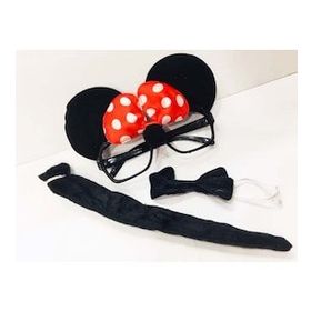 Bisepetim Minnie Mouse Gözlüğü Papyonu Kuyruğu Seti