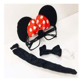 Bisepetim Minnie Mouse Gözlüğü Papyonu Kuyruğu Seti