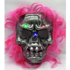 Bisepetim Pembe Saçlı Led Işıklı 22x25 cm Korku Maskesi