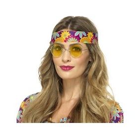 Bisepetim Yuvarlak Cam John Lennon Tarzı Hippi Gümüş Çerçeveli Sarı Gözlük
