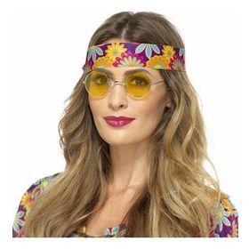 Bisepetim Yuvarlak Cam John Lennon Tarzı Hippi Gümüş Çerçeveli Sarı Gözlük