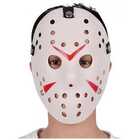 BisepetimBeyaz Renk Kırmızı Çizgili Tam Yüz Hokey Jason Maskesi Hannibal Maskesi