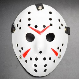 BisepetimBeyaz Renk Kırmızı Çizgili Tam Yüz Hokey Jason Maskesi Hannibal Maskesi