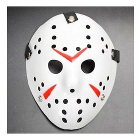 BisepetimBeyaz Renk Kırmızı Çizgili Tam Yüz Hokey Jason Maskesi Hannibal Maskesi