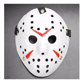 BisepetimBeyaz Renk Kırmızı Çizgili Tam Yüz Hokey Jason Maskesi Hannibal Maskesi