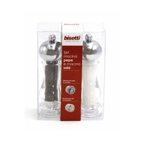 Bisetti Akrilik Metal Kapaklı 16.5 cm 2'li Tuz ve Karabiber Değirmeni