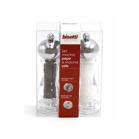 Bisetti Akrilik Metal Kapaklı 16.5 cm 2'li Tuz ve Karabiber Değirmeni