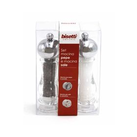 Bisetti Akrilik Metal Kapaklı 16.5 cm 2'li Tuz ve Karabiber Değirmeni